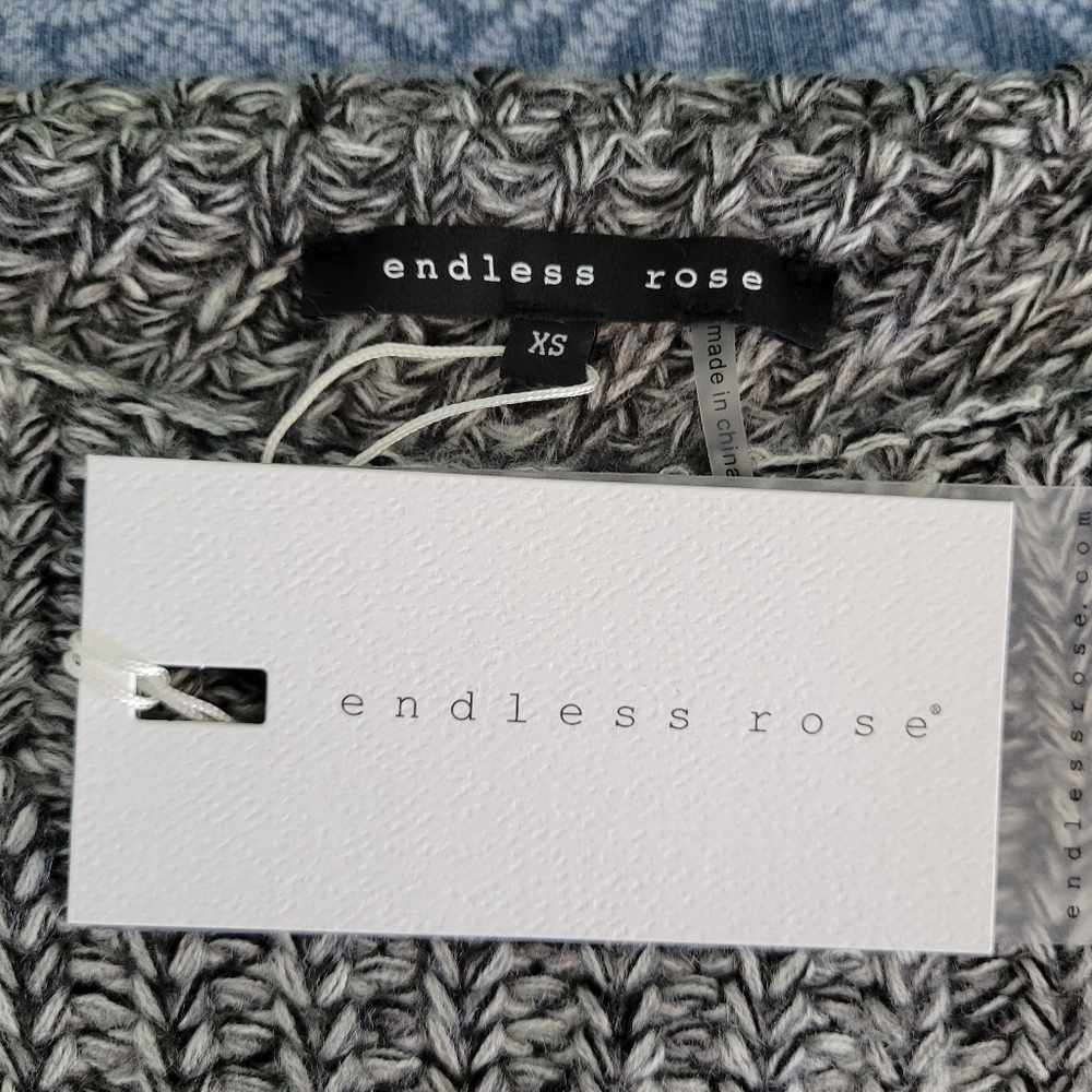 Anthropologie Endless Rose Heather Grey Split Back Sweater - Picture 4 of 7